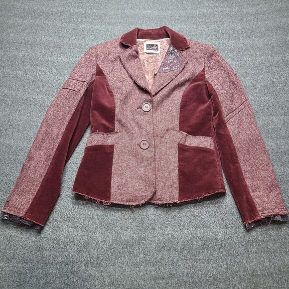 Buffalo David Bitton Jacket Womens Medium Elizabeth Blazer Distressed Lace - Picture 2 of 12